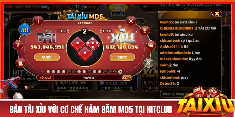 Bàn tài xỉu với cơ chế hàm băm MD5 tại HITCLUB