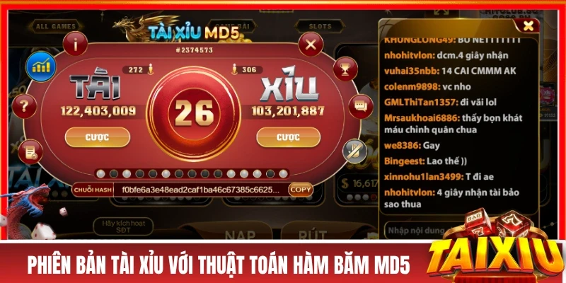 Phiên bản tài xỉu với thuật toán hàm băm MD5